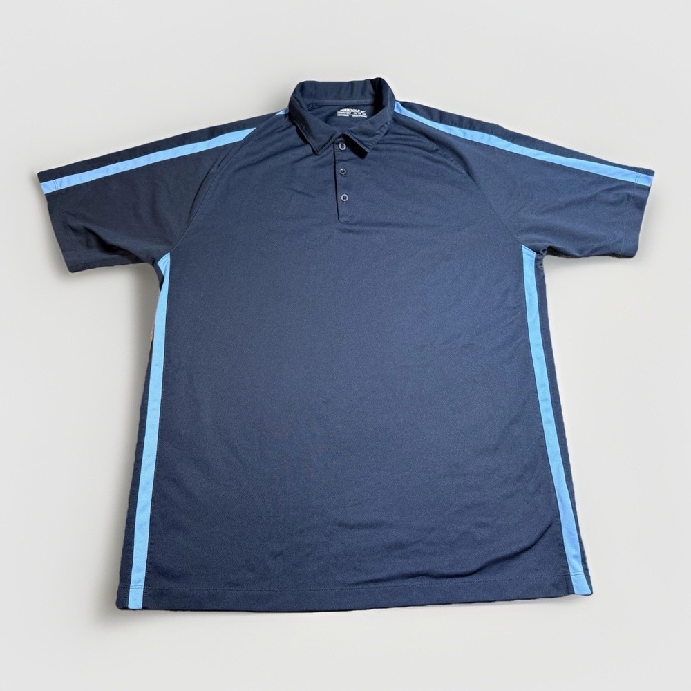 Nike Golf Fit Dry Polo Shirt Mens XXL Navy Blue Light Blue Stripe 244584-414